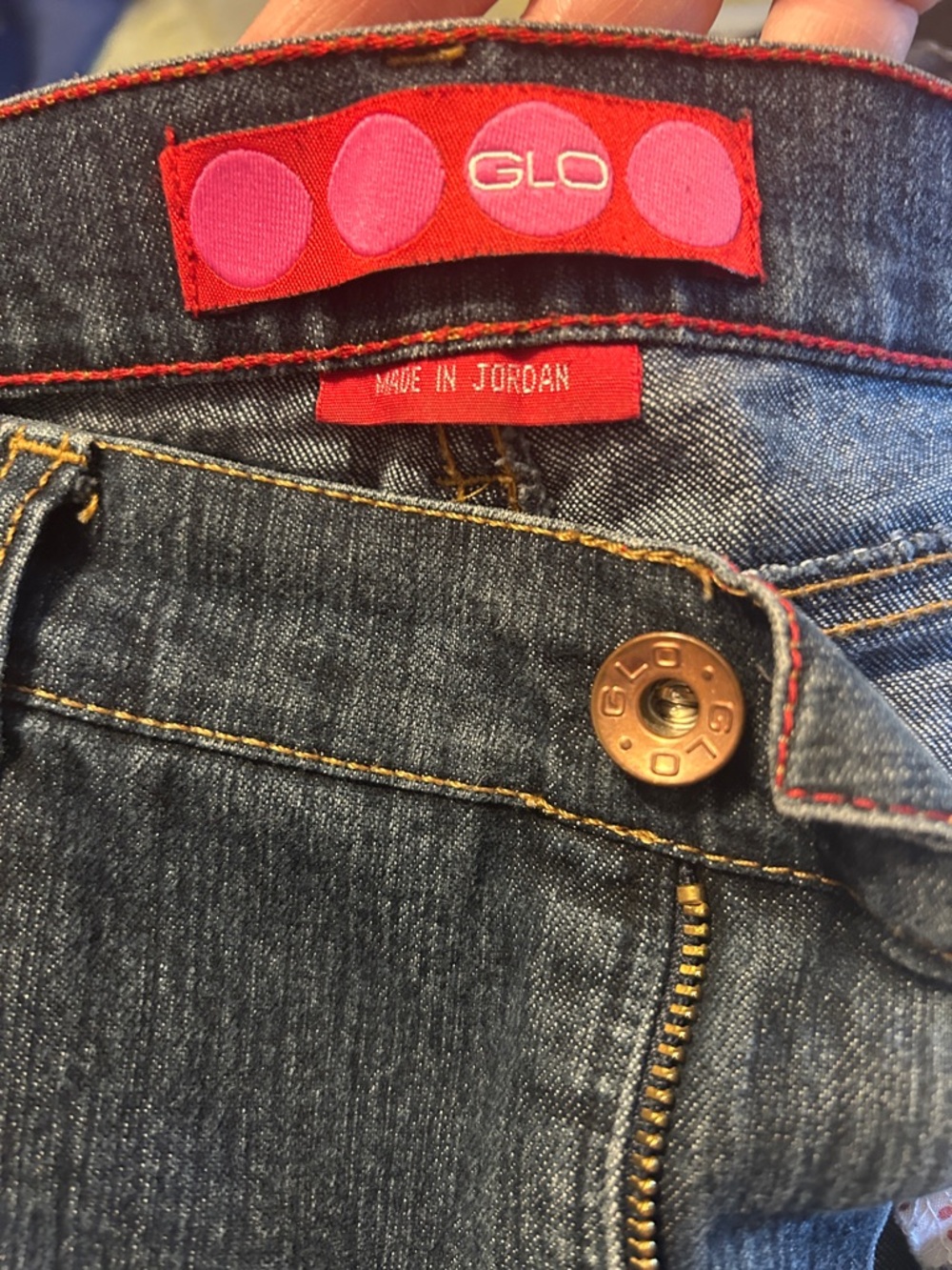 GLO jeans Women's Dark Blue Denim Jeans with Pink Trim